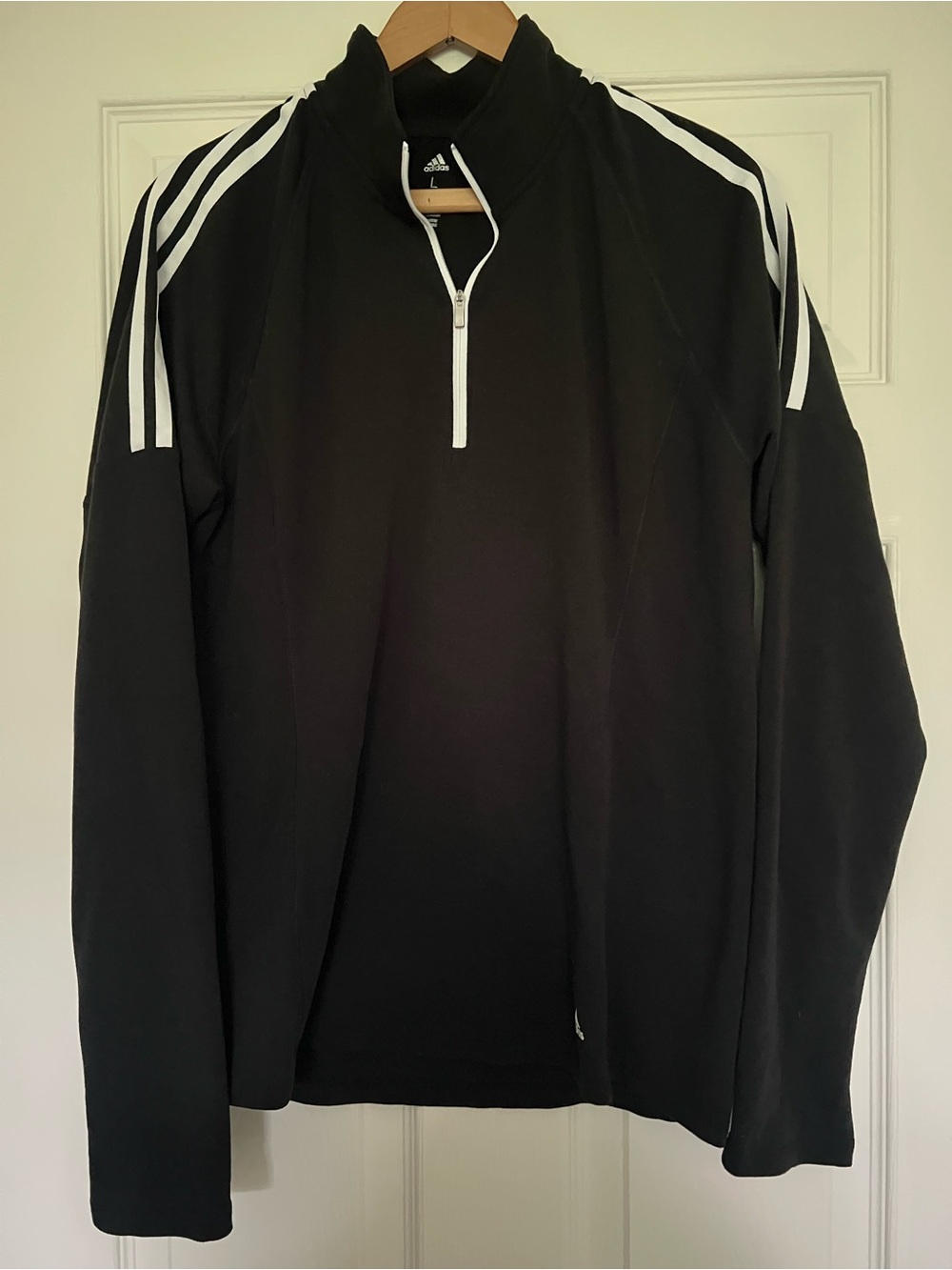 adidas Women’s Golf Black Quarter-Zip Pullover with White Trim- L